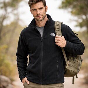 The North Face Men's L Black Heather Full-Zip Soft Shell Fleece Jacket